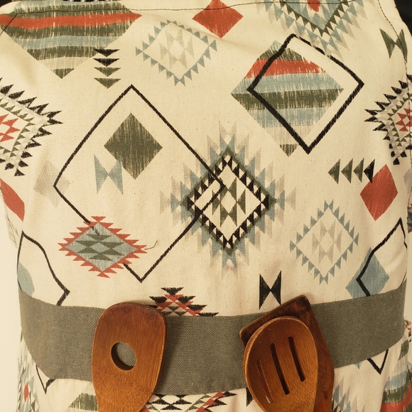 Green Aztec Handmade Kitchen Apron - Picture 2 of 6